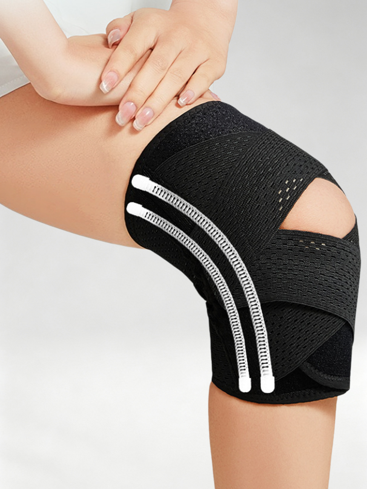 Flexvibe Thin Breathable Silicone Knee Brace for Men Women Meniscus Protection Injury Recovery