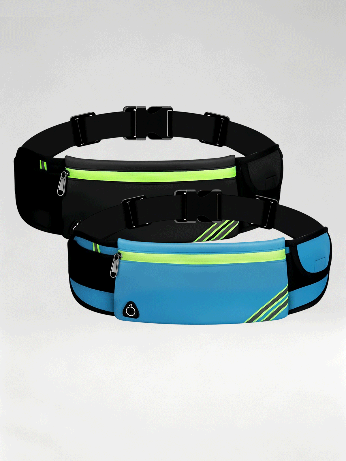 Flexvibe 2 Pack Reflective Running Waist Bag, Waterproof Phone Fanny Pack for Fitness Travel Marathon Men Women