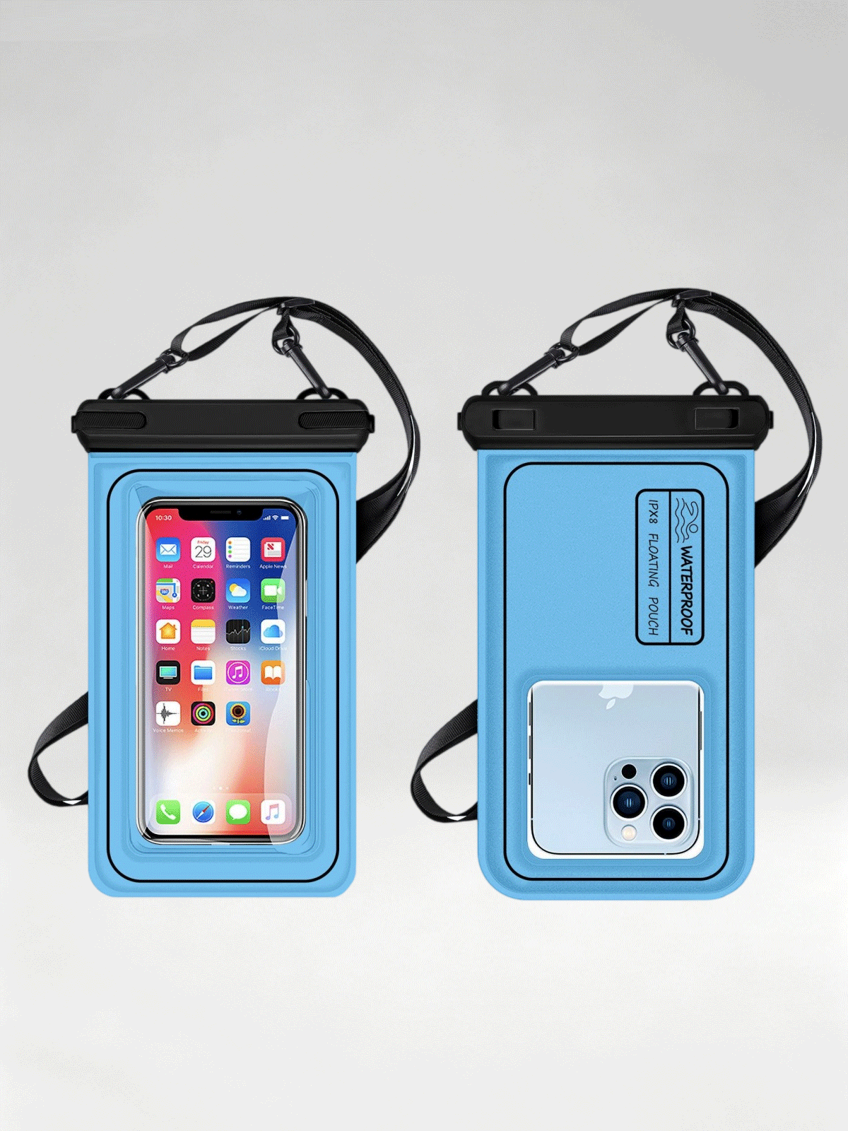 Flexvibe Floating Waterproof Phone Pouch with Dual Hooks, Touch Screen Dry Bag for Swimming