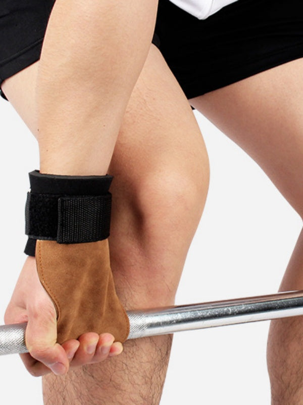 Flexvibe Leather Palm Weightlifting Wrist Straps, Strength Training Hand Grips Anti-Slip Lifting Assist Gloves for Deadlifts & Pull-Ups