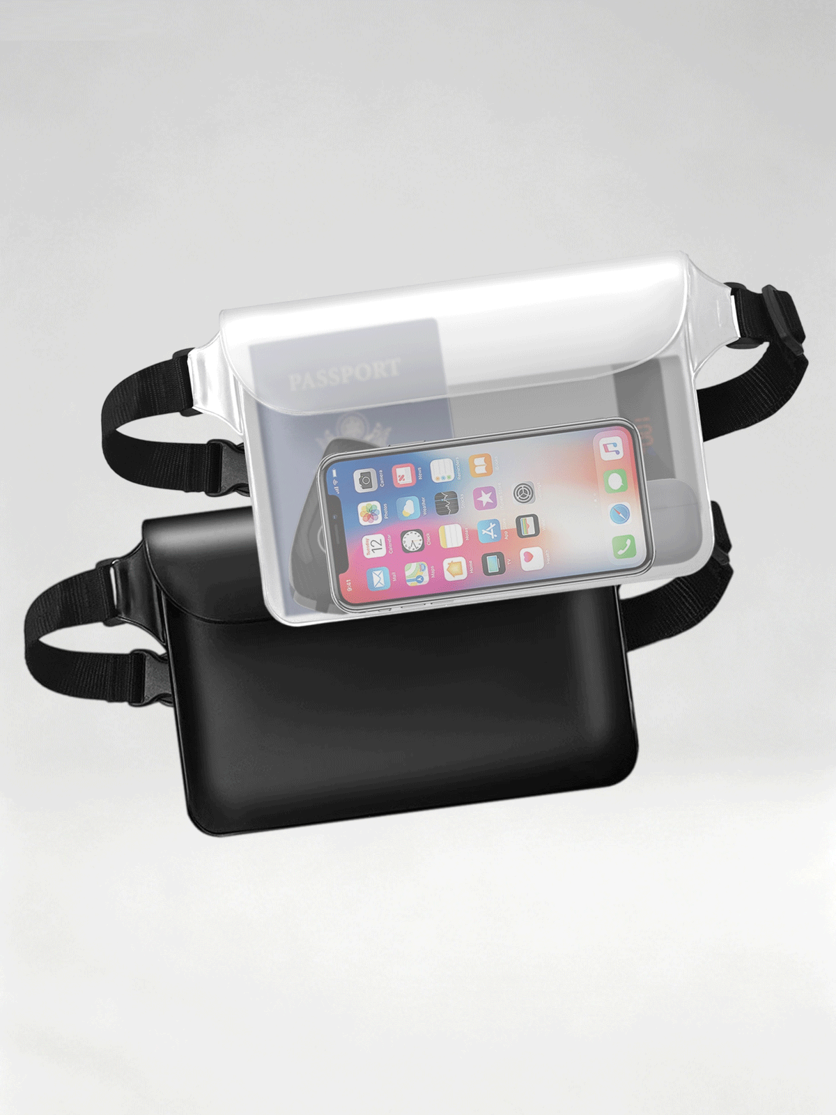 Flexvibe 2 Pack Outdoor PVC Waterproof Waist Bag, Floating Phone Dry Pouch for Rafting Swimming Beach