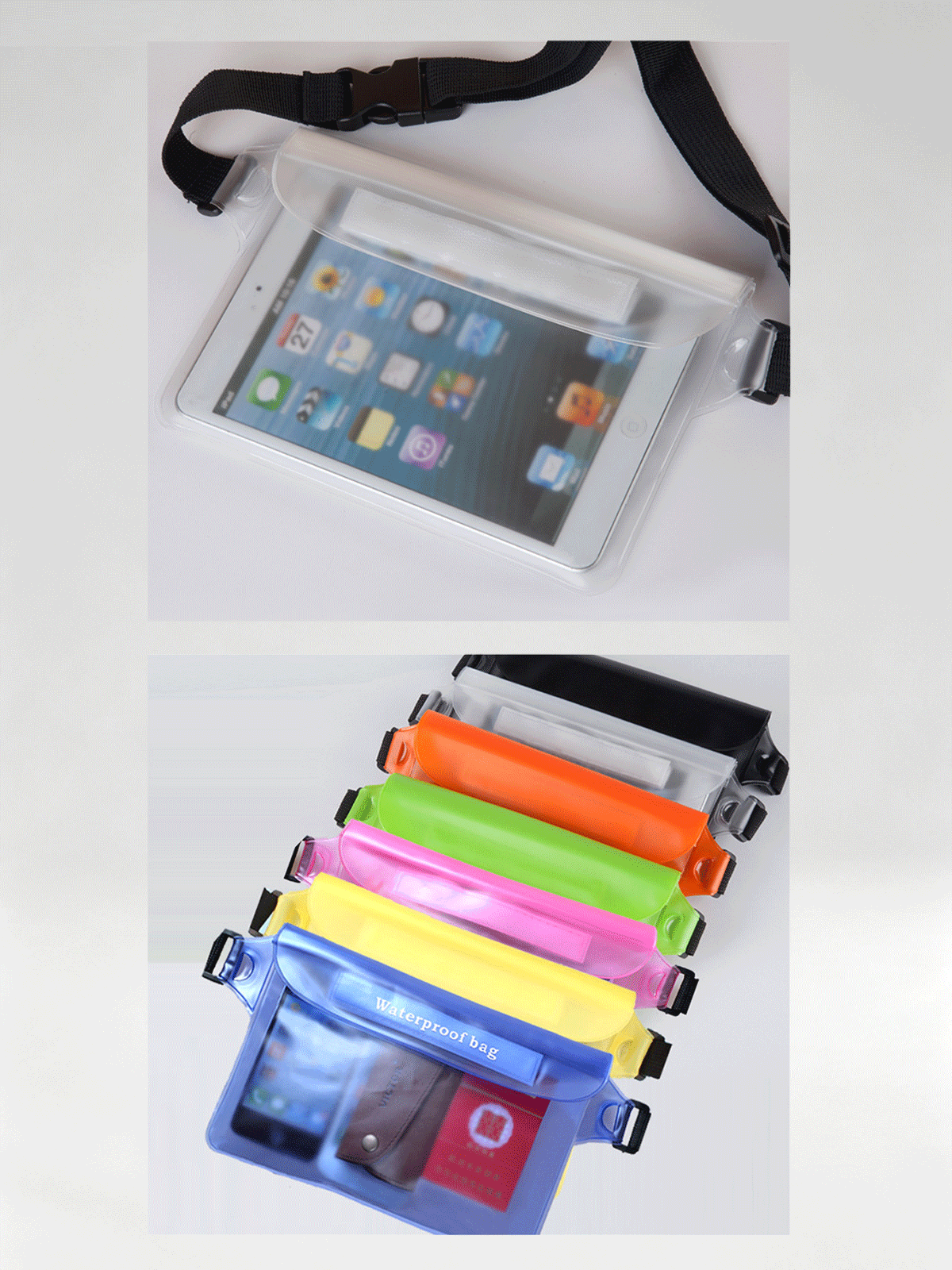 Flexvibe 2 Pack Outdoor PVC Waterproof Waist Bag, Floating Phone Dry Pouch for Rafting Swimming Beach