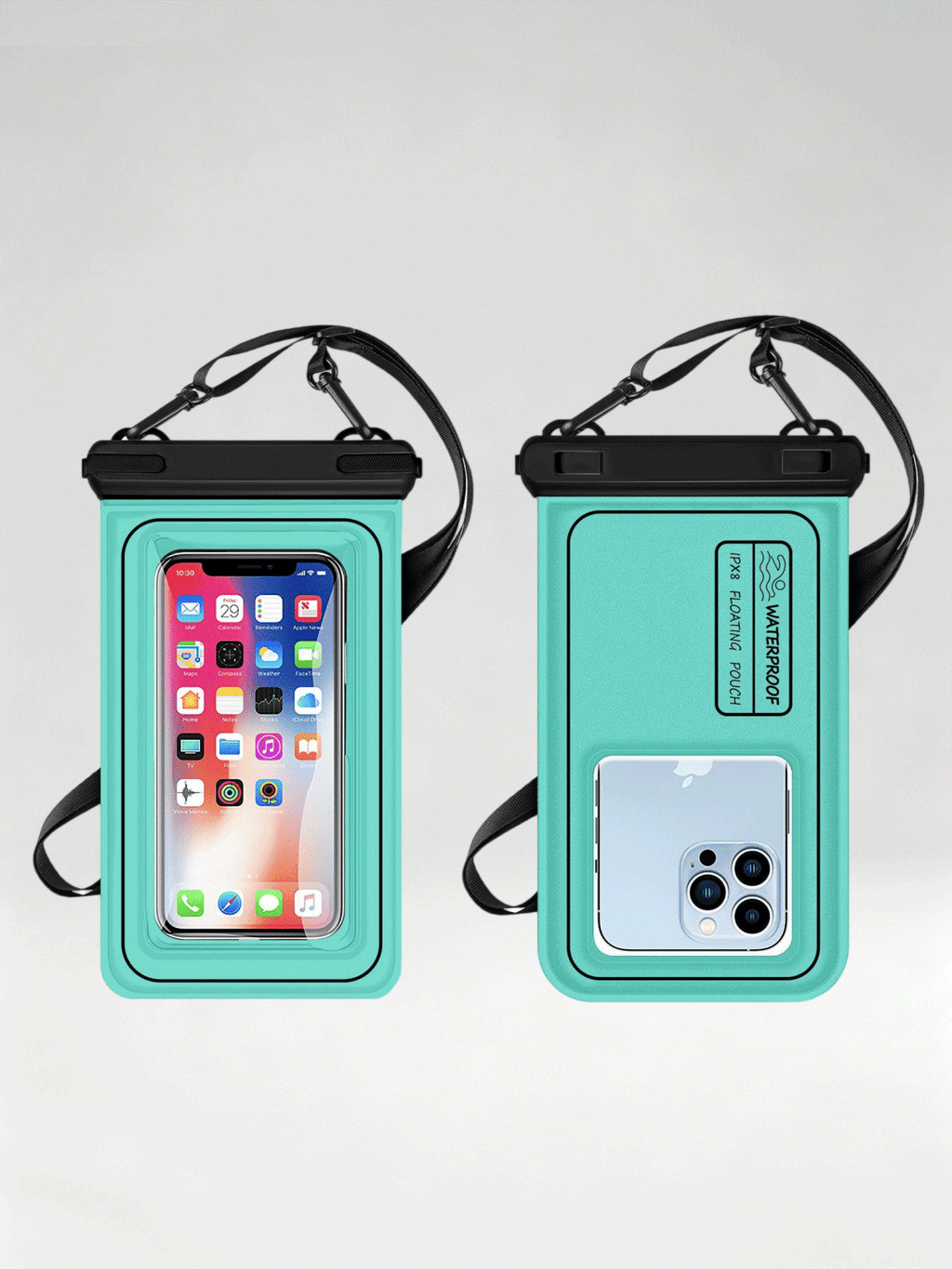 Flexvibe Floating Waterproof Phone Pouch with Dual Hooks, Touch Screen Dry Bag for Swimming